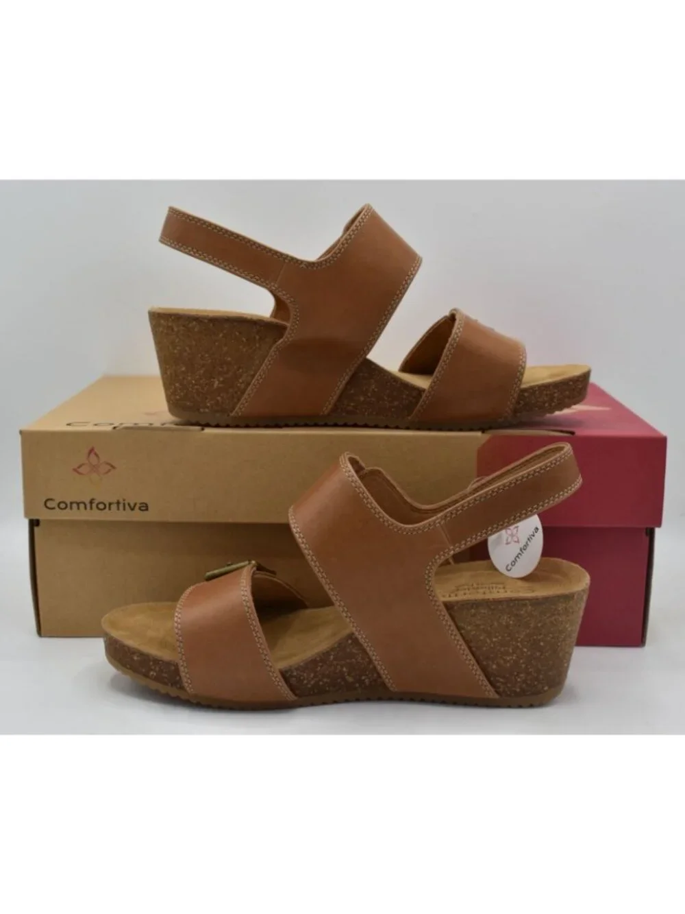 Comfortiva Womens Size 10 Erlina Sand Brown Leather‎ Wedge Sandals Shoes